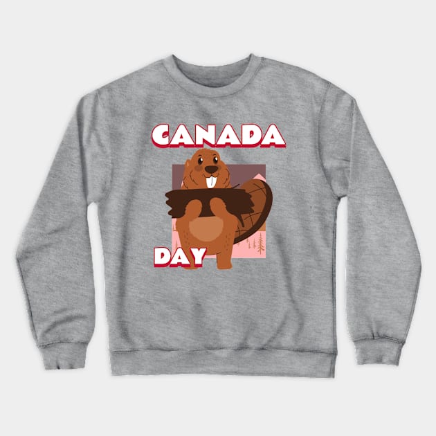 Canada Day Beaver Crewneck Sweatshirt by Tip Top Tee's